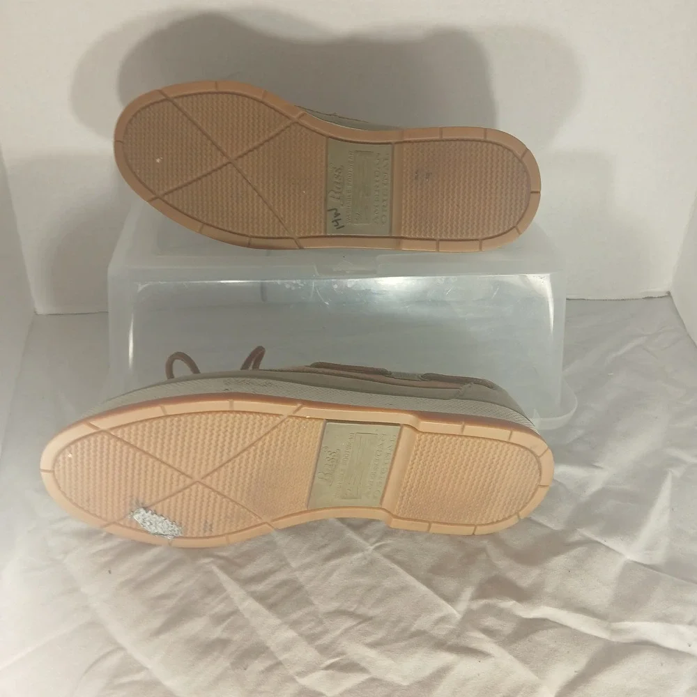 G H Bass Boat Shoes Moccasins Mens 9M Leather‎ Tan Gray Slip On